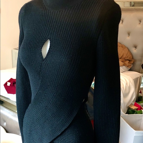 Woman knitted dress skirt top black sweater xs blk - Picture 7 of 8